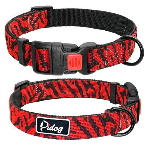Adjustbale Nylon Dog Collar Leopard Printed Safety