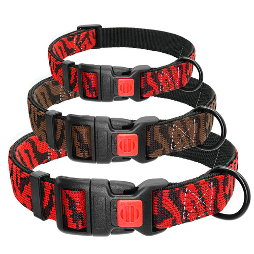 Adjustbale Nylon Dog Collar Leopard Printed Safety