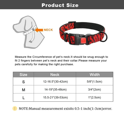Adjustbale Nylon Dog Collar Leopard Printed Safety