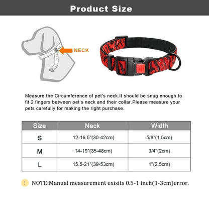 Adjustbale Nylon Dog Collar Leopard Printed Safety