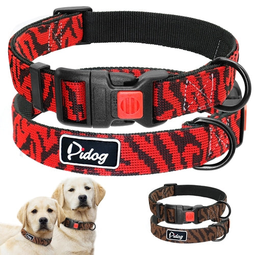 Collar de perro de nailon ajustable con estampado de leopardo